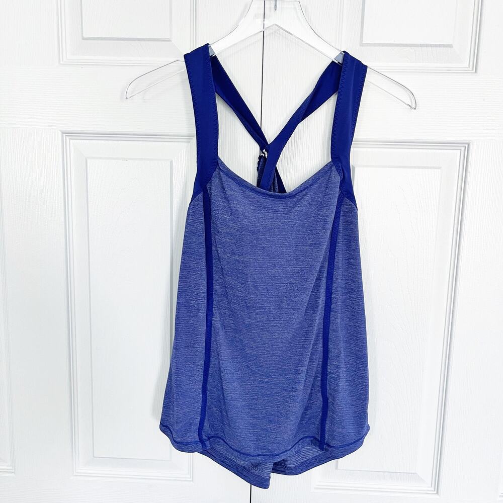 Lululemon Run Team Spirit Tank Pigment Blue Ruffle Running Top Sporty Chic Girly